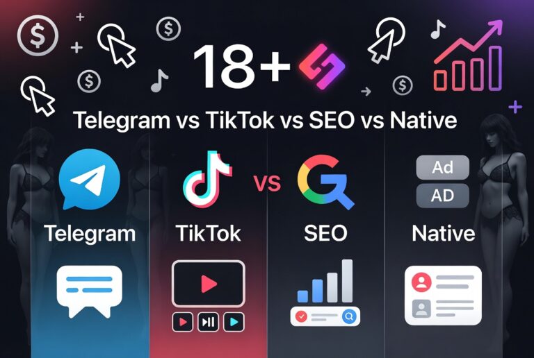Ofertas adult para diferentes fuentes de tráfico: diferencias entre lanzar campañas en Telegram, TikTok, SEO y publicidad nativa